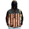 Men’s Long Sleeve Hooded Sun Protection Shirt with Flag and Cross Print Quick Dry Lightweight Athletic Top for Outdoor Sports Fishing Fitness