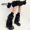 Christmas Party Women Winter Leg Warmers Fuzzy with Bows Faux Fur Cosplay Accessory for Legs