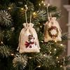 DIY Holiday Countdown Calendar Bags Christmas Drawstring Bags, Small Festive Prints Burlap Treat Pouches for Fabric Gift Sacks Candy Jewelry And Party