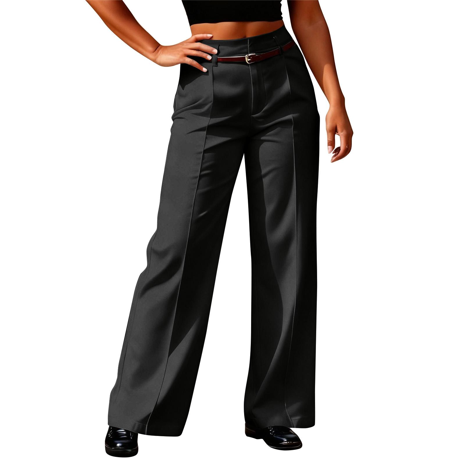 

Women s Wide-leg Trousers, High-waisted Straight-leg Business Trousers, Long Trousers With Belt XL