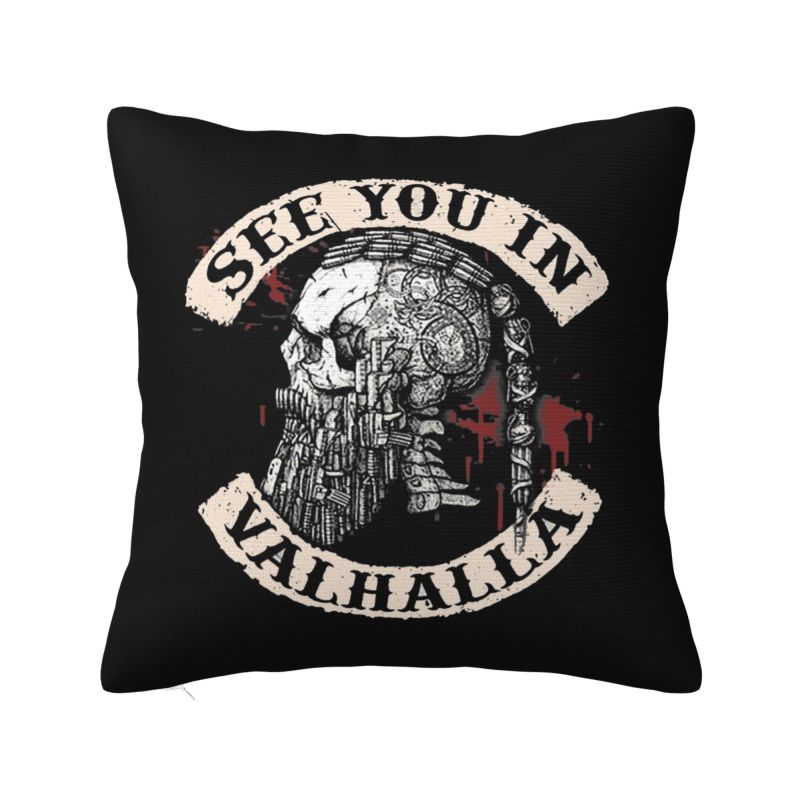 Custom Lucky Charm Viking Compass Vegvisir Cushion Cover Xcm Vikings Valhalla Velvet Luxury Pillow Case Home Decoration