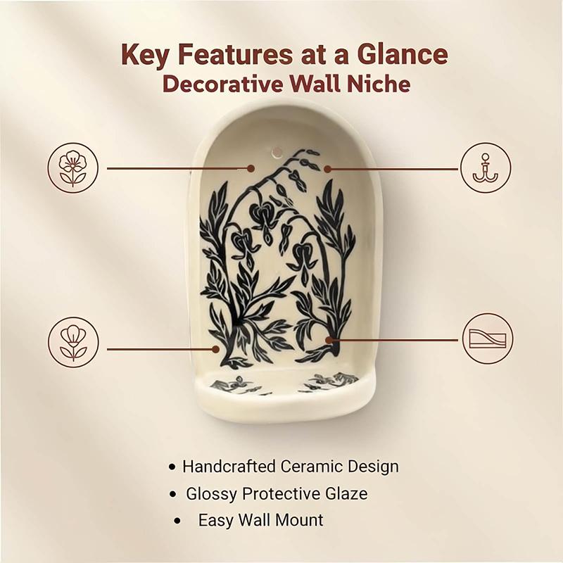 Sacred Wall Niche Collection - Handmade Wall Altar With Candle Holder & Jewelry Tray, Decorative Alcove Shelf For Meditation Dis