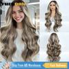 FREEDOM Synthetische Lace Front Perücken für Damen Lang Body Wave 6x4 Spitze Perücke Ombre Braun Vor gezupft Vor geschnitten Tragen und Gehen Kleberlose Perücke