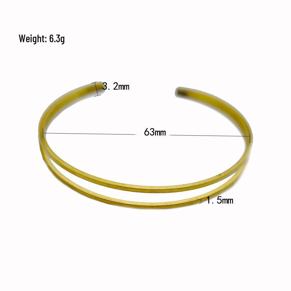 European Style Elegant Cross Open Cuff Bracelet - Geometric Double Layer Design