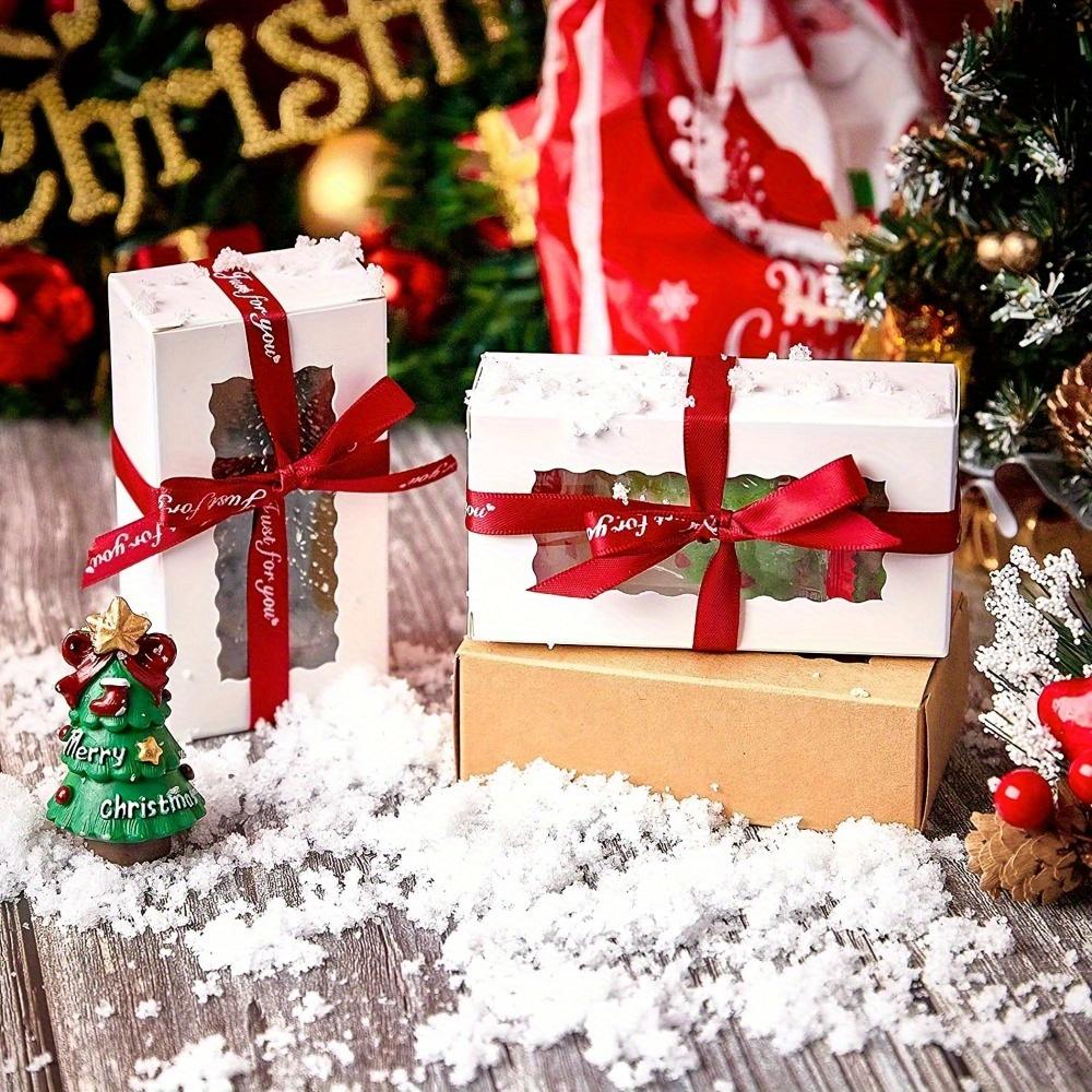 25pcs Gift Packing Box Mini Cookie Boxes with Clear Window White Kraft Paper Gift Boxes Bakery Boxes for 2 Macaron Treats Pastry
