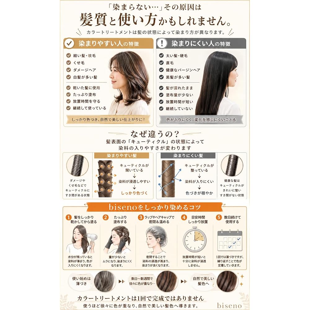 Biseno Organic Gray Hair Care Hair Color Care Natural Black 150g (1 Month Supply)