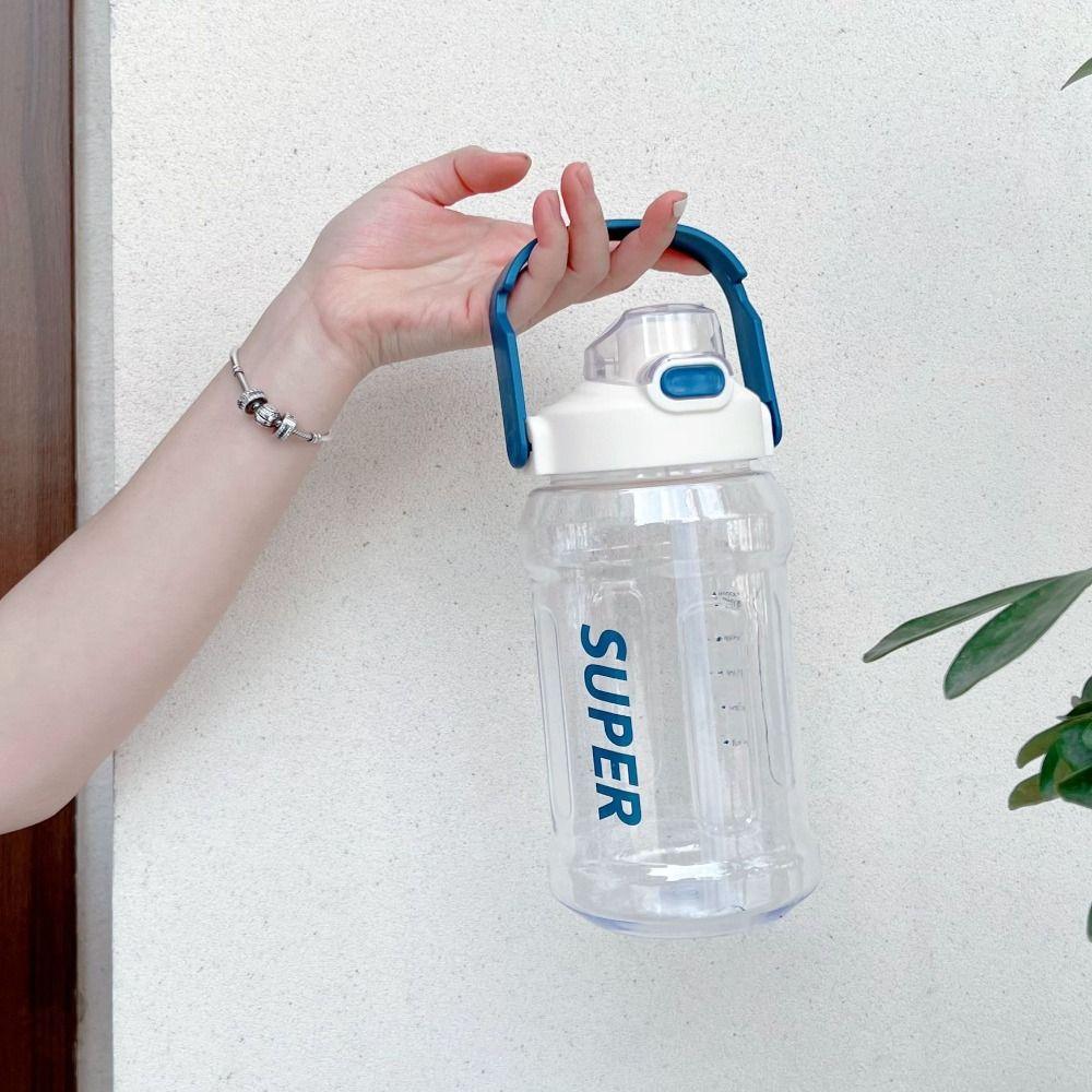Graduated Water Cup with Straw With Straw Fitness Drinking Bottle Sports Kettle with Straw  Hiking