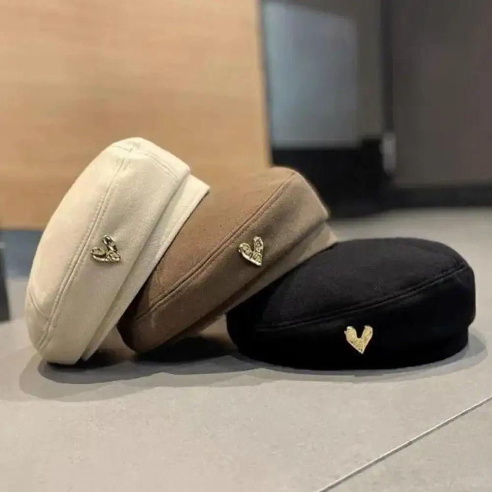 Heart Painter Hat Thick Octagonal Cap Simple Love Beret Ladies