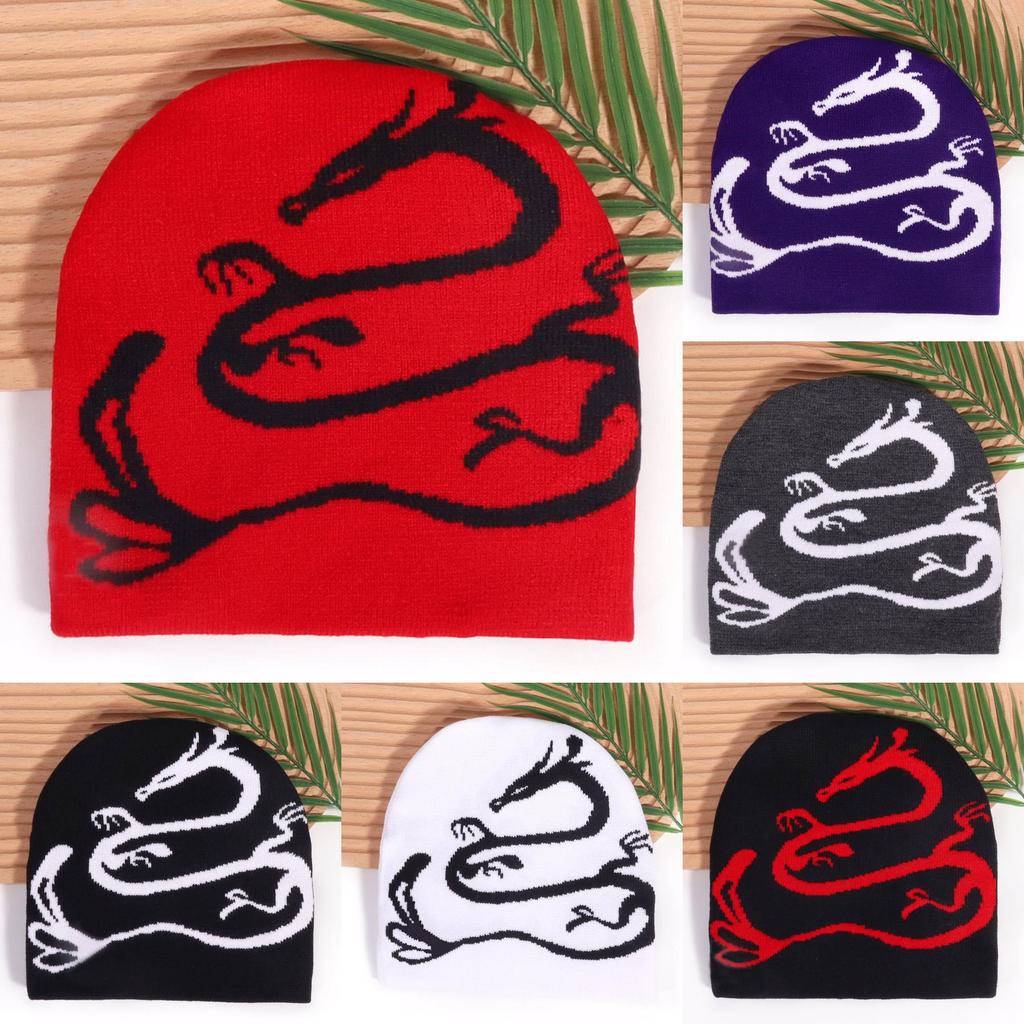 Animal Dragon Pattern Knitted Cap Cold Breathable And Fashionable Hat Gift