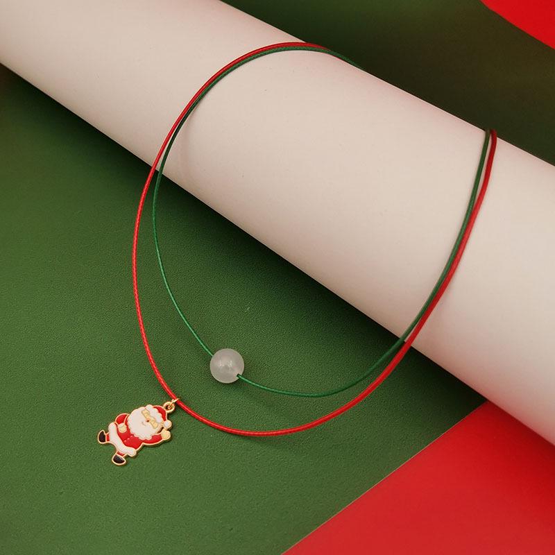 2025 Luminous Christmas Necklace: Santa Bell, Tree, Reindeer, Snowflake Double-Layer Clavicle Chain