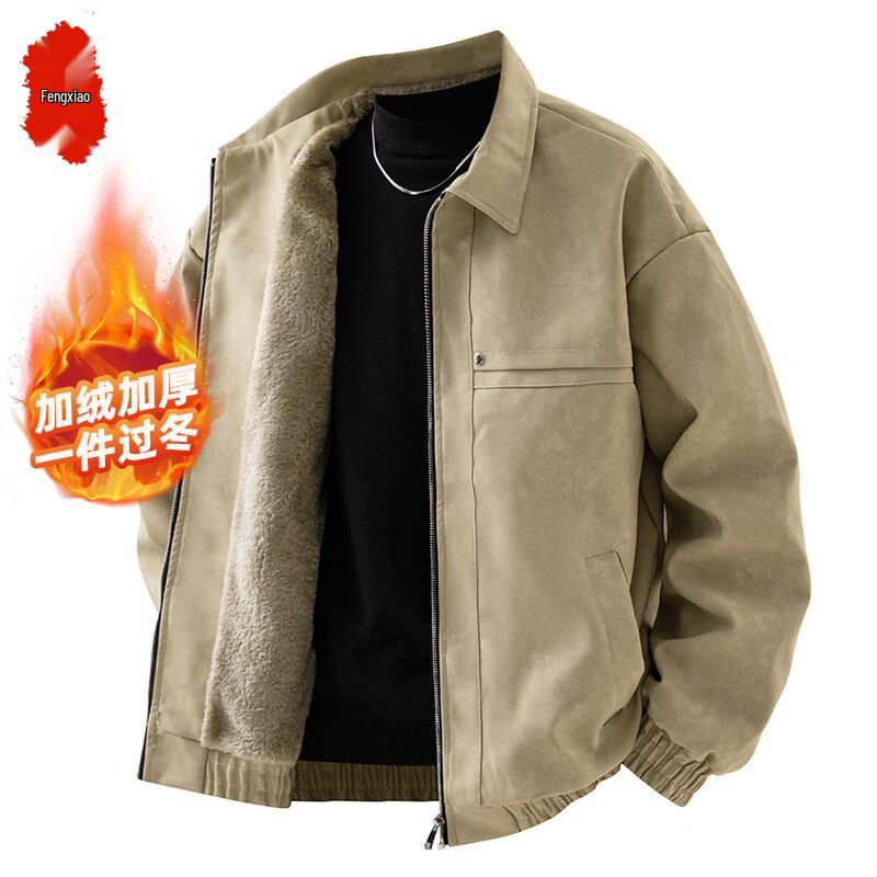 Men's American Retro Fleece-Lined Lapel Jacket