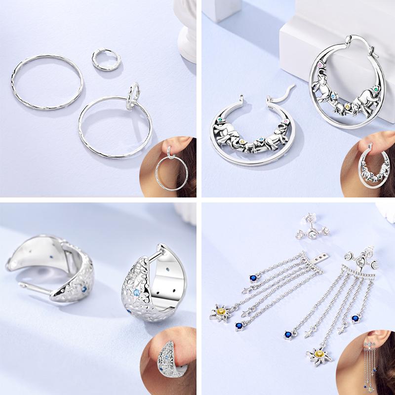 Original 925 Silver Hoop Earring Zirconia Irregularity Stud Earring For Women Engagement Birthday Jewelry Gift