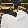 School Bus Blanket Yellow Bus Pattern Fleece Throw Kids Room Decor Back to School Theme Cozy Bed Cover