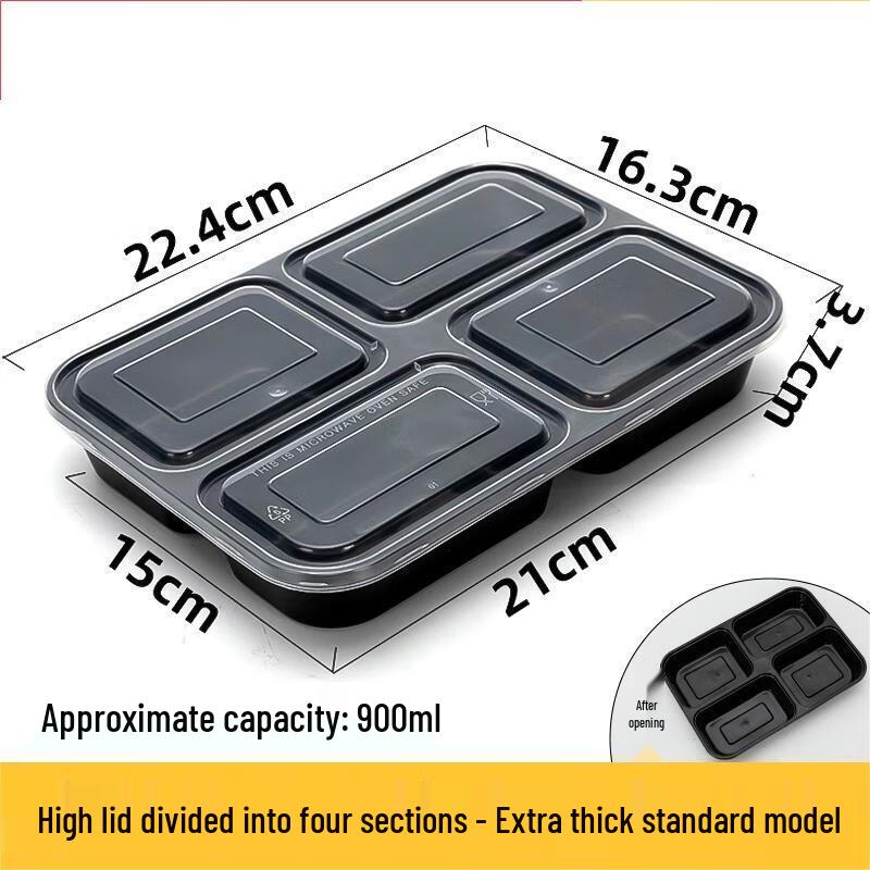 

Disposable 4-Compartment Meal Prep Containers with Lids