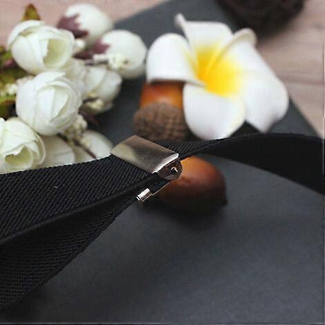 Men's Thin Suspenders Strong Elastic & 4 Extra Strong X Clips - Adjustable Size Up To 120cm