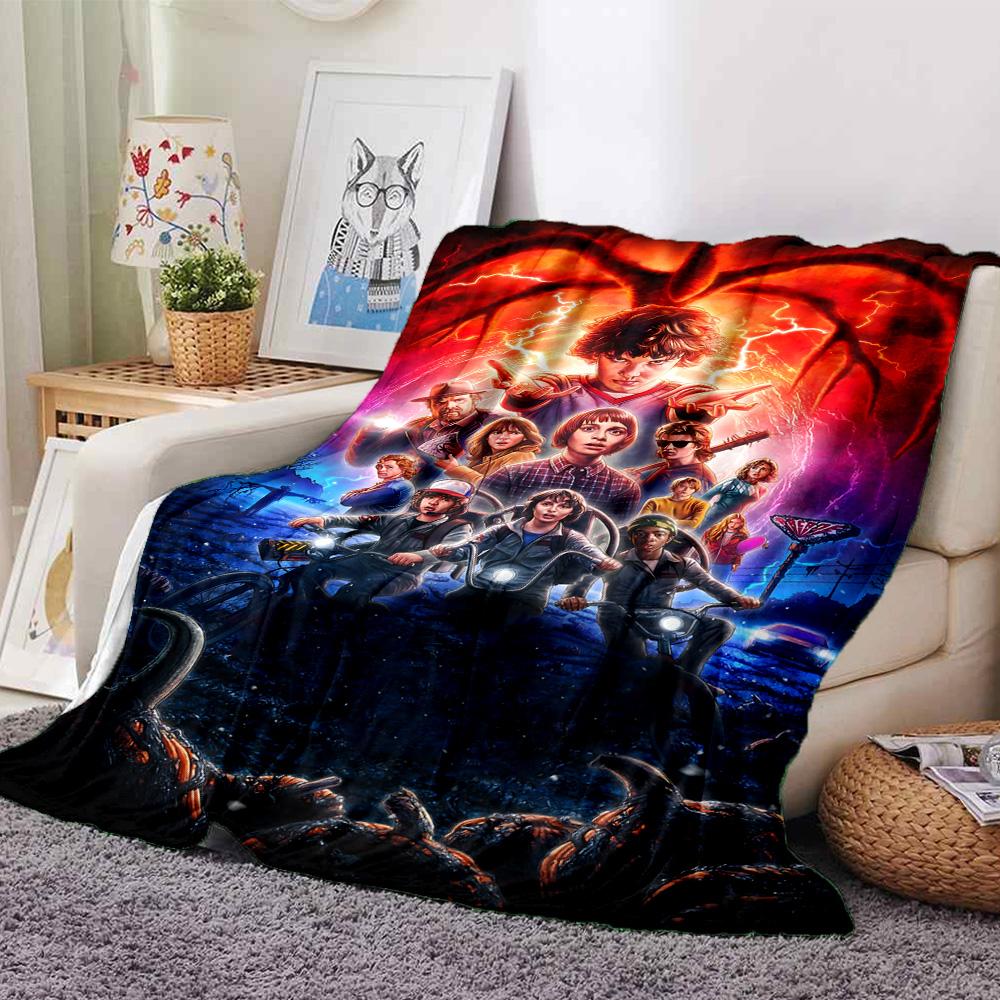 1pc Stranger Things Adventure flannel Blanket for Super Soft Cute Comfort Blanket for Travel Bedding Couch Sofa Blanket Y82527