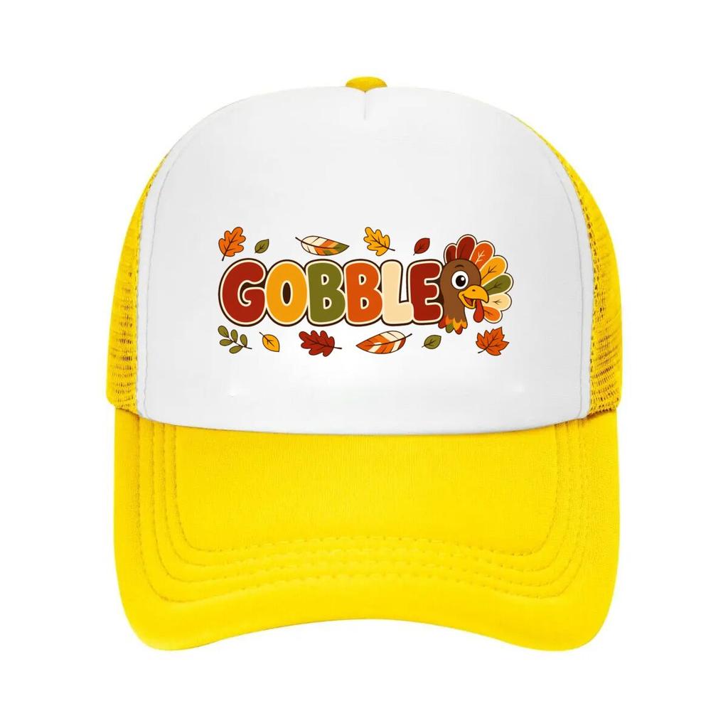 Playful Gobble Turkey Lettering Desi Mesh Baseball Cap Casual Hat Outdoor For Womens Unisex FeUnisex