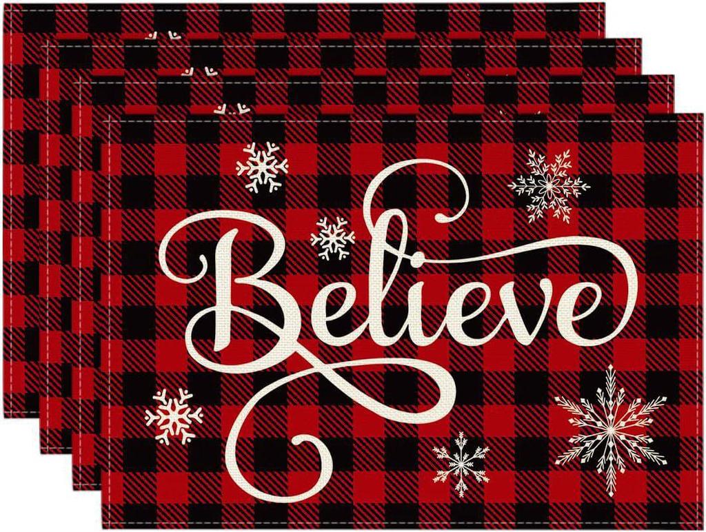 Christmas Placemat Set with Plate & Cup Insulation - Holiday Decorative Table Mats