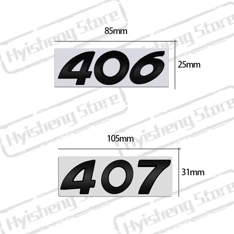 1Pc 3D Metal Sticker For 406 407 Emblem Letters Badge Decoration Rear Trunk Stickers Car Styling Accessories