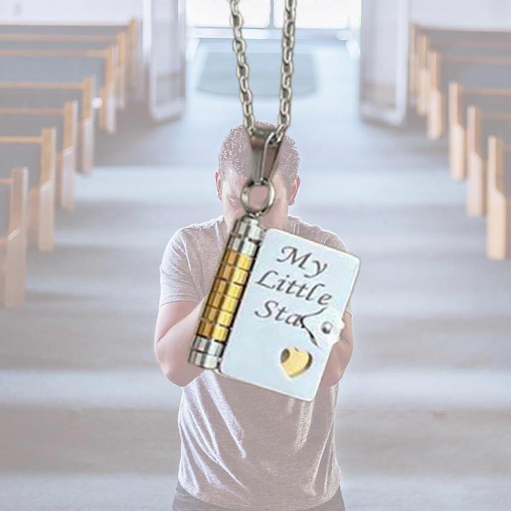 Book Necklace – Openable Pendant with 6 Engraved Pages, Adjustable Stainless Steel, Compatible with Birthday/Graduation Gift for Her