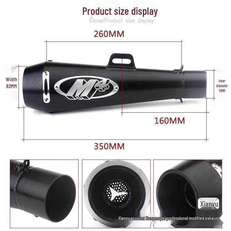 Universal M4 Motorcycle Exhaust for Kawasaki, Yamaha, and Sportbikes
