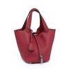 Leather Bucket Handbag Top Handle Tote Daily Shoulder Bag