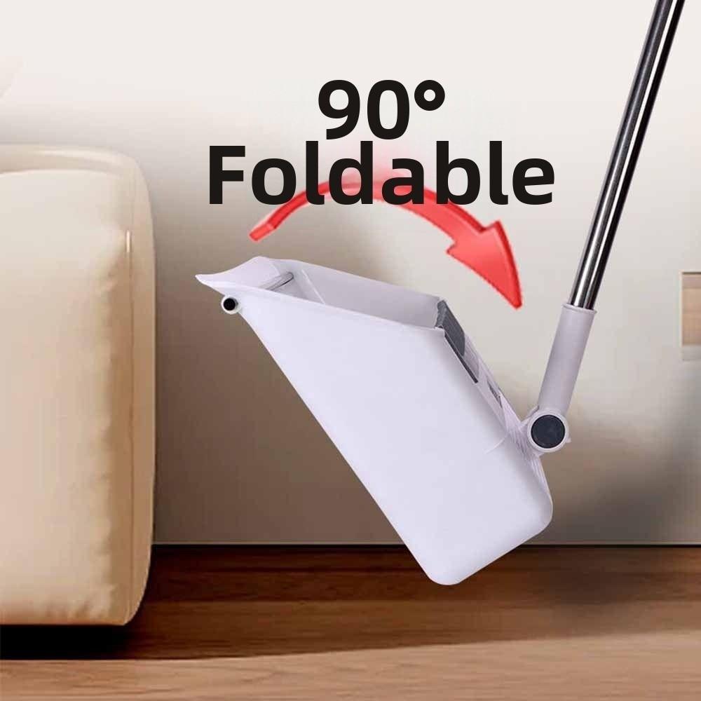 3-in-1 Folding Broom Set Long Handle Multi-Surface Cleaning Broom Dustpan Set Vertical Storage Rotatable Head Floor Brush
