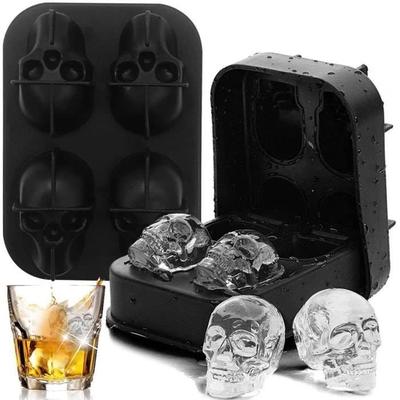 A Silicone Ice Cube Skull - YUESEN 2 Pcs 3D Skull Head Shaped Silicone Ice Cube Mold For457