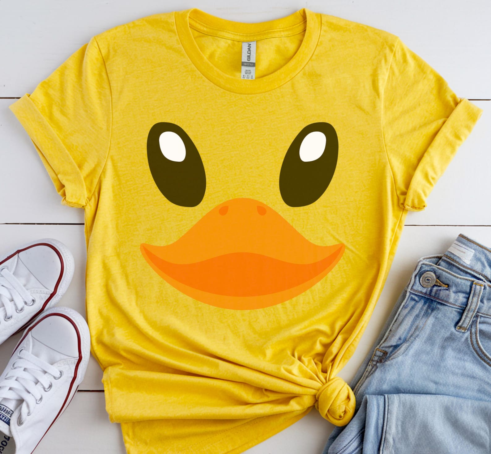 Duck Face T-Shirt, Rubber Duck Costume, Lazy Halloween Shirt L