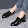 Deep Single Shoes Women's Thick Heel Autumn New Middle-aged Shoes Women's Shoes Comfortable and Versatile Medium Heel Small Leather Shoes