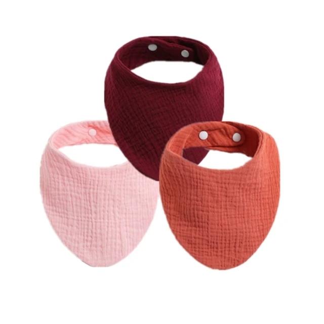 3 stuks Baby Voeding Kwijlslabbetjes Speekseldoek Driehoek Effen Kleur Sjaal Bandana Zacht Katoen Slab Verstelbare Drukknop Boertjesdoek