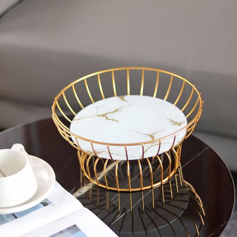 ZISIZ Modern High-Footed Wrought Iron Style Fruit Bowl