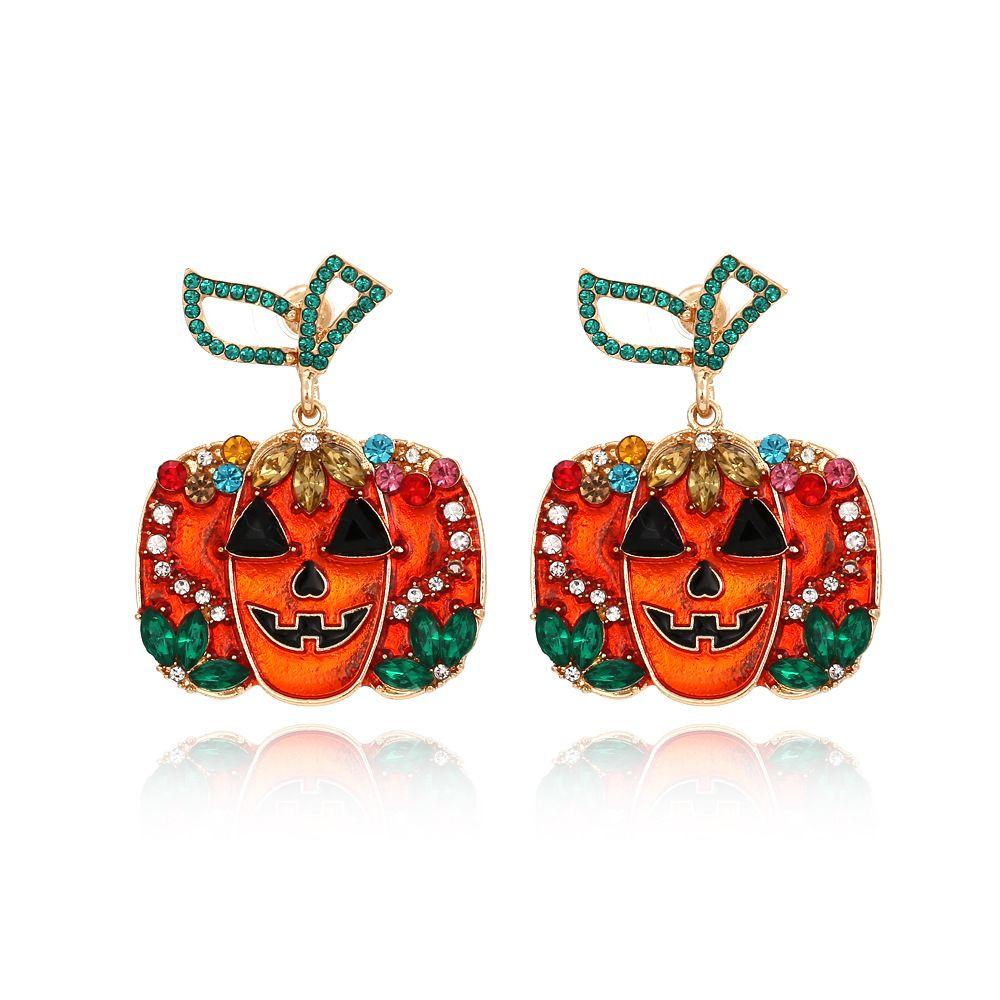 Accessories Rhinestone Pumpkin Earrings Pumpkin Stud Earrings Women's Earrings Halloween Ear Stud