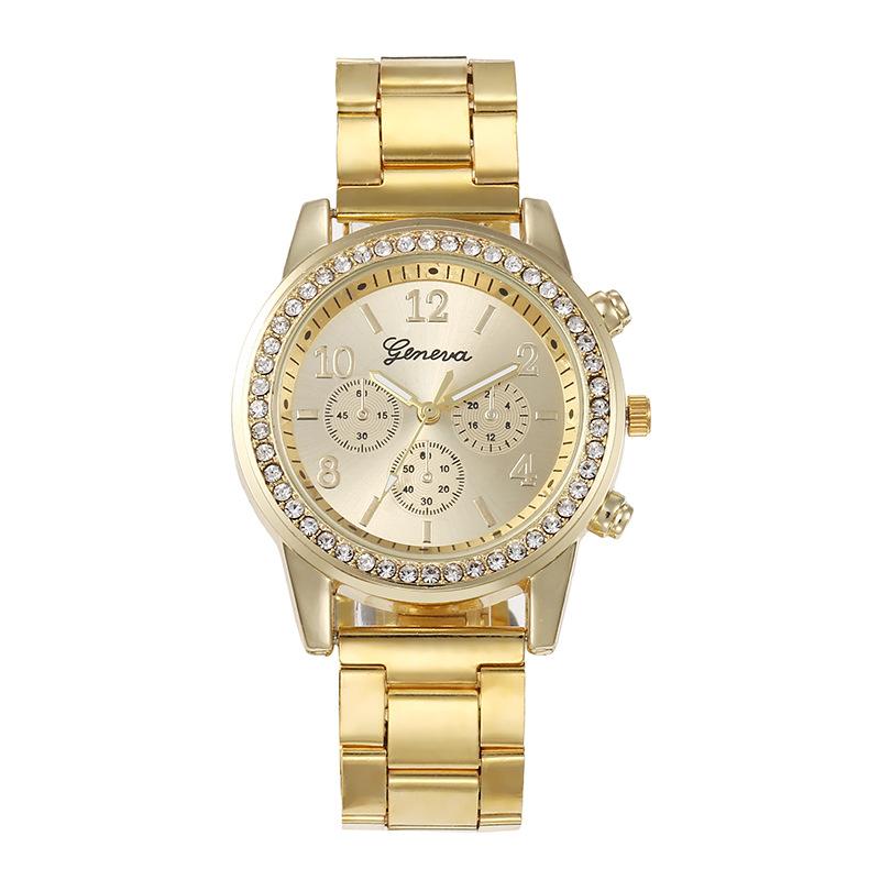 Luxury Women Watch Golden Rhinestone Fashion Women Quartz Watch Analog Wristwatch Lady's Gold Stainless Steel Bracelet Clock