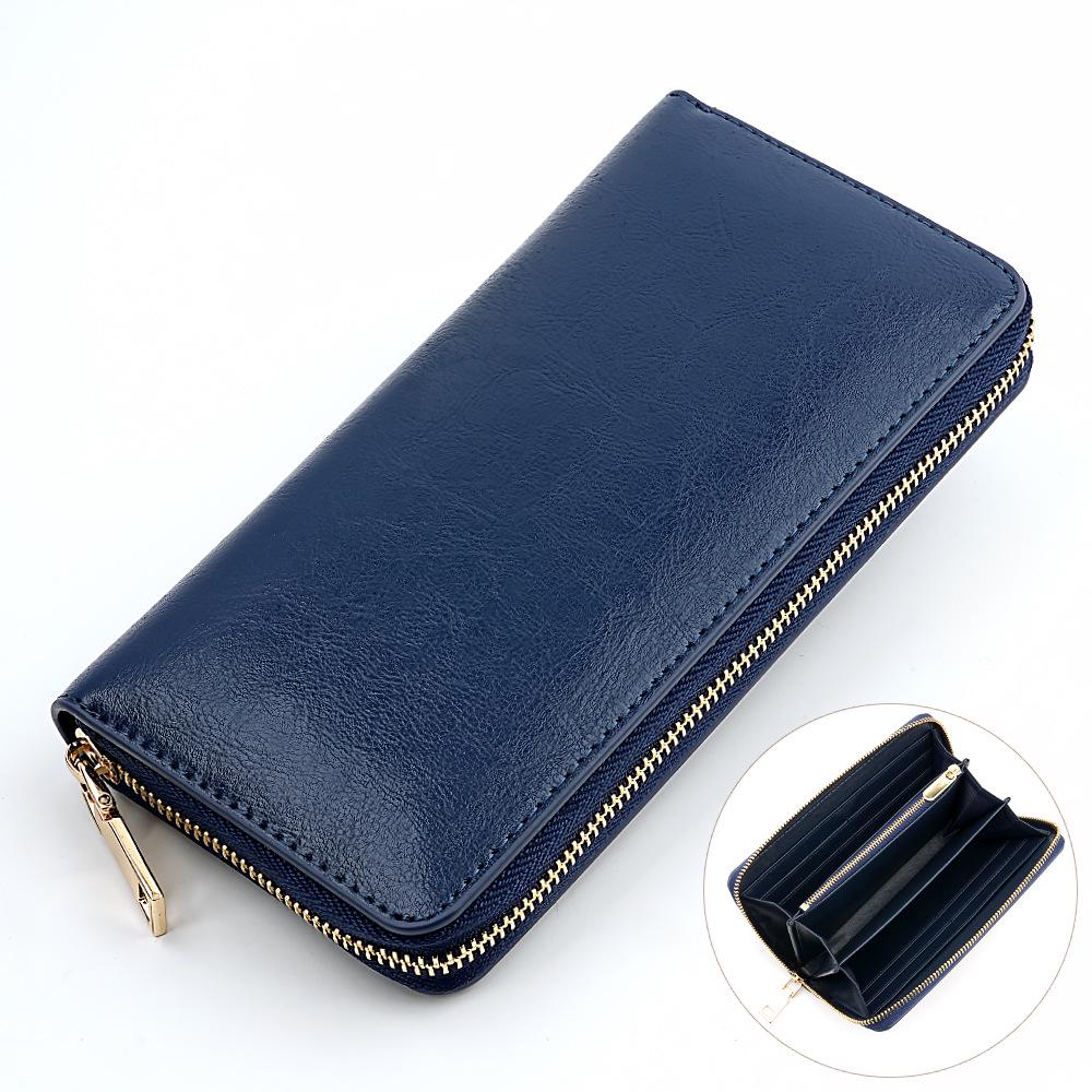 Unisex Oil Wax Cowhide Leather Wallet: Long Zip Design, Bestseller In Japan