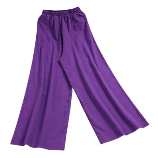 Women Pants Mid Waist Loose Fit Solid Color Wide Leg Lady Trousers for Daily Wear