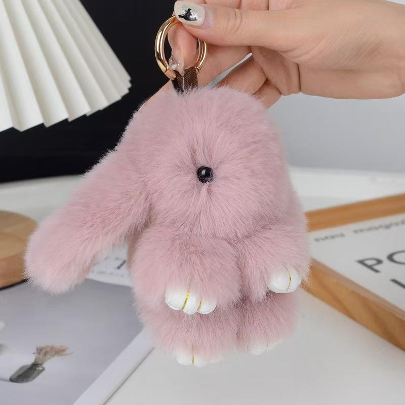 Plush Rabbit Fur Keychain: Cute Rabbit Ornament & Phone Charm