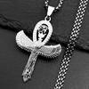 Ägyptisches Auge des Ra Horus Symbol Ankh Kreuz Anhänger Halskette für Frauen Männer Edelstahl Goldfarbe Flügel Skarabäus Kette Schmuck
