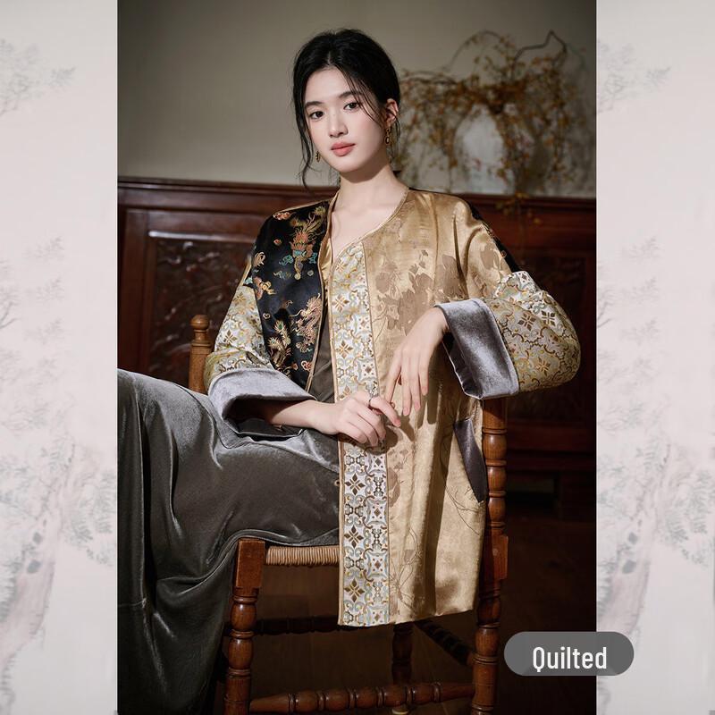 

JK&JS Women s New Chinese Style Padded Jacquard Jacket XL