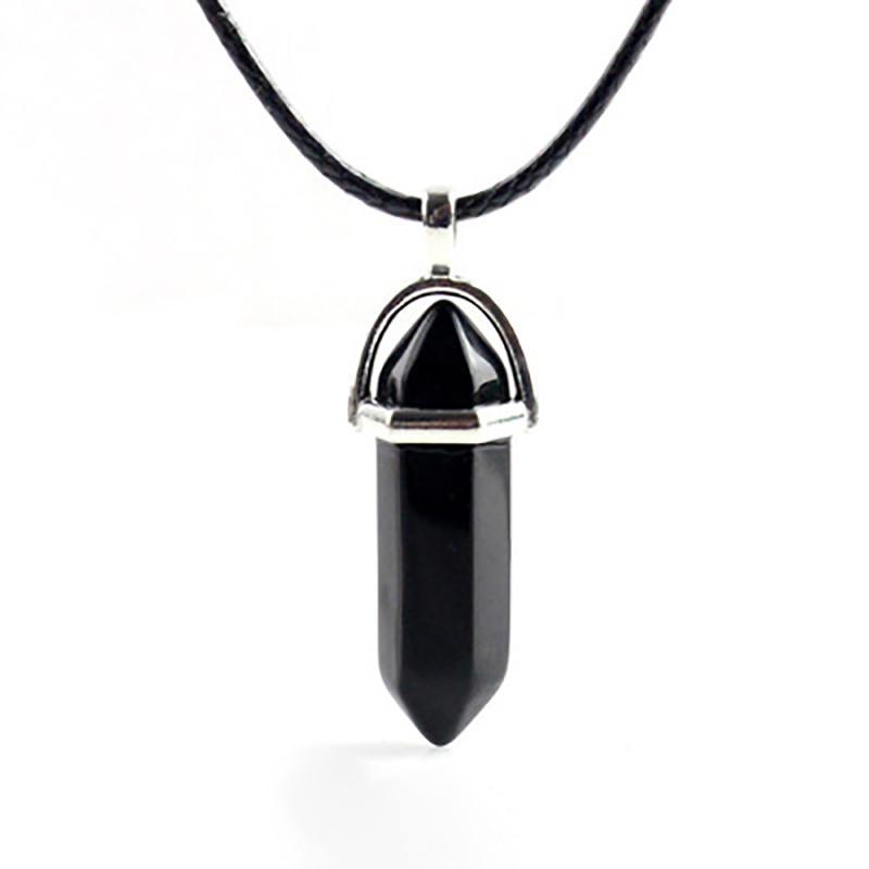 Hermoso Collar de Piedra de Cristal Natural con Colgante Hexagonal Único para Curación