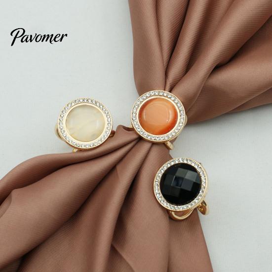 Gold Plated Scarf Holder Cat Eye Stone Silk Button, Vintage Style Alloy Light Luxury Button Buckle, Decorative Anti-slip Clip for Women Coats