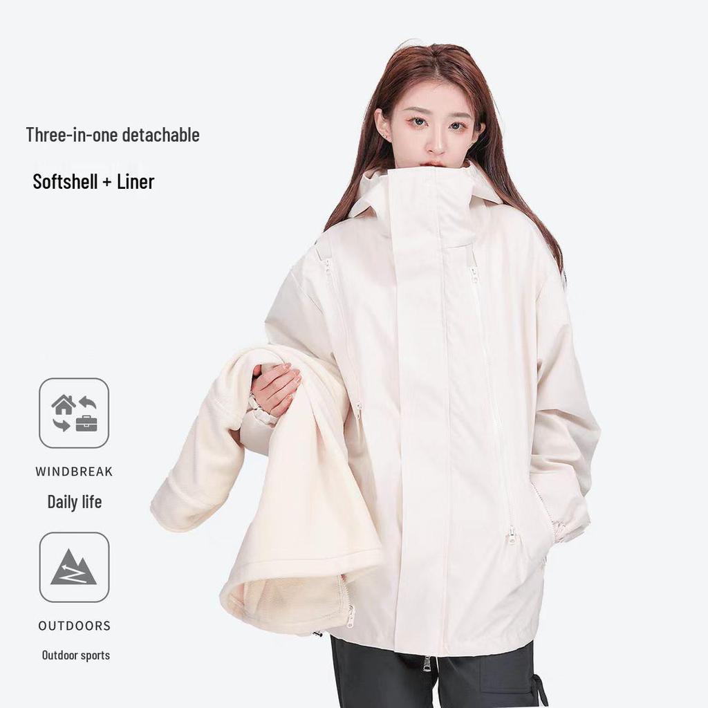 Marke Same Kapuzen-Windbreaker: Unisex Drei-in-Eins Funktionsjacke für Herbst/Winter Bergsteigen