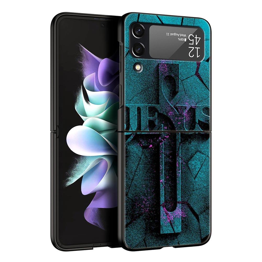 

For Samsung Galaxy Z Flip 3 4 5 Hard Black Folding PC Phone Case New Faith Christian Religious Jesus For Samsung Z Flip3 Cover Galaxy Z Flip 5