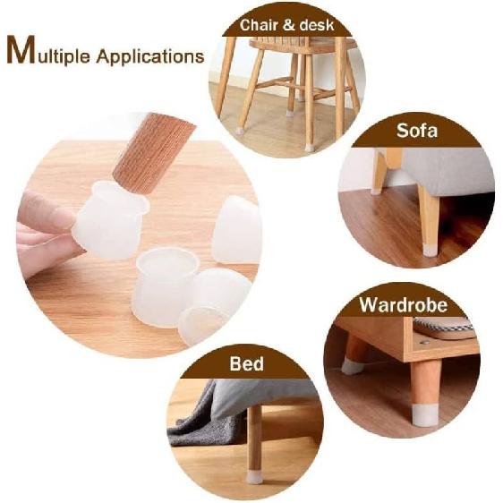 

OUSIKA Furniture Pads Round Silicone Chair Leg Caps Table Feet Cover Chair Leg Cups Furniture Foot Pad for Floor Table (Color : Transparent, Size : 18pcs серый