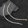 Real Gold Color Brass and square and Round Zircon Mixed 6mm Single Row Tennis Bracelet