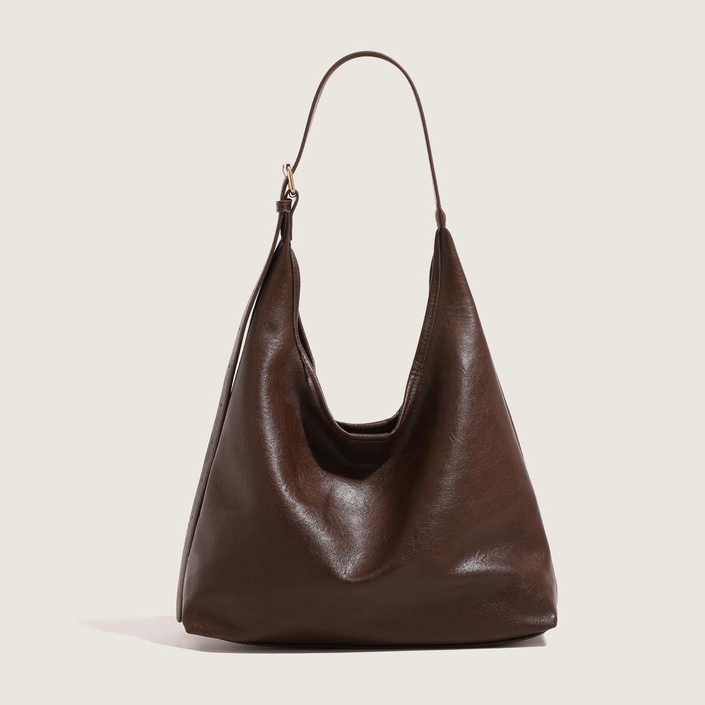 Large Capacity Bag for Women 2025 New Simple Soft Leather Single Shoulder Underarm Bag Retro Commuter Crossbody Mother-Daughter Bag