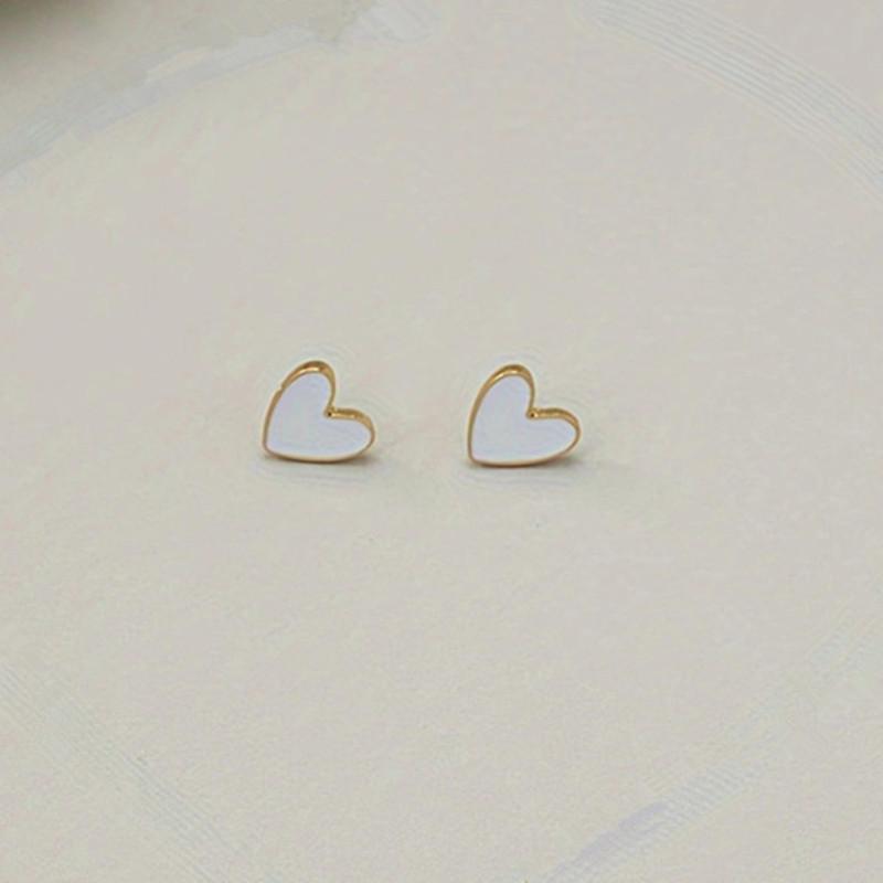 New Korean Sweet Cute Heart Stud Earrings for Women Girl Fashion Black Glaze Aesthetic Geometric Earrings Minimalist Jewelry Gif