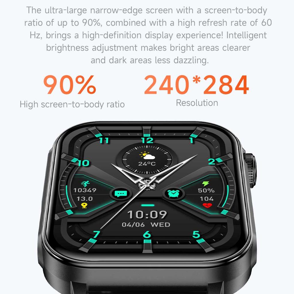 LUCKY START Type-C Fast Charging Smart Watch Men Women Health Manager Bluetooth Call LED Flashlight Waterproof Sport Fitness Smartwatch
