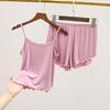 2 Teile/satz Camisole Shorts Set Rückenfreies Schlafen Gemütliche Chic Einfarbig Sling Top Shorts Nachthemd Homewear