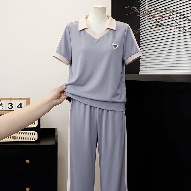 Xuexi Women s Summer Short Sleeve Two-Piece Sportswear Set 2XL